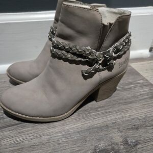 Blowfish Taupe Ankle Boots with Braided Accent